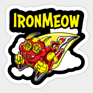 Iron Meow rocketing throught the sky Sticker